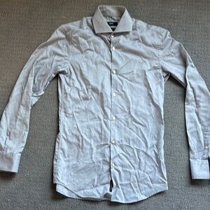 Men's Hugo Boss Light Gray Slim Fit Button-Up Shirt Size 37 Neck 14 1/2